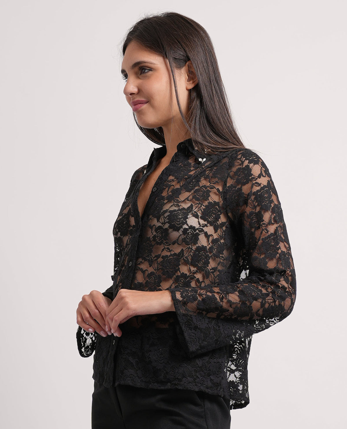 Camicia donna Only in pizzo trasparente 