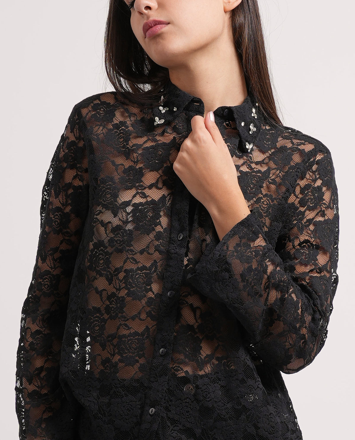 Camicia donna Only in pizzo trasparente 