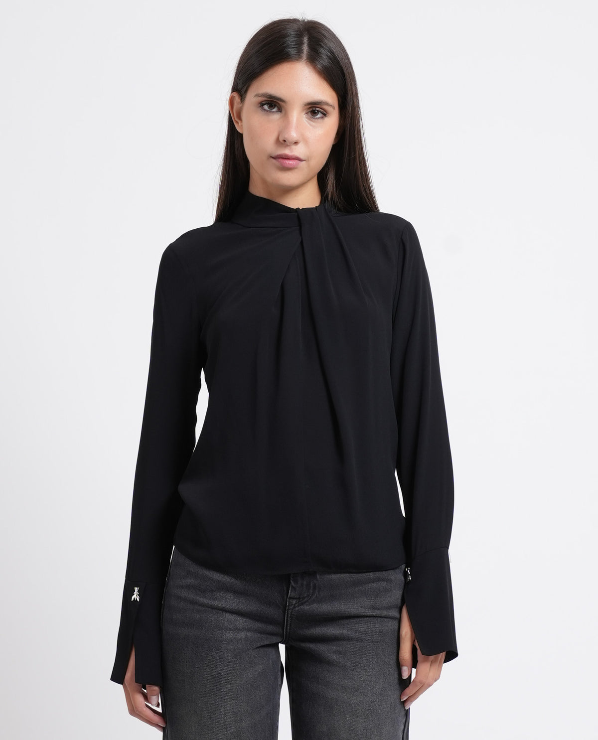 Blusa fluida donna Patriza Pepe con collo drappeggiato 