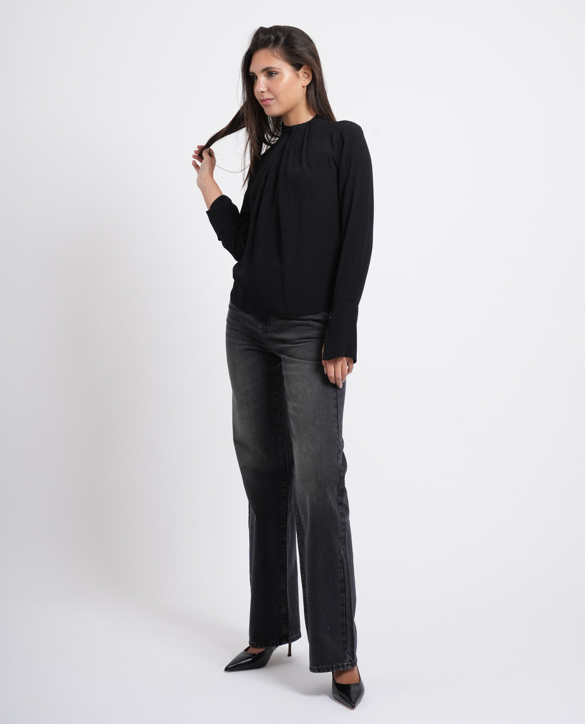 Blusa fluida donna Patriza Pepe con collo drappeggiato 
