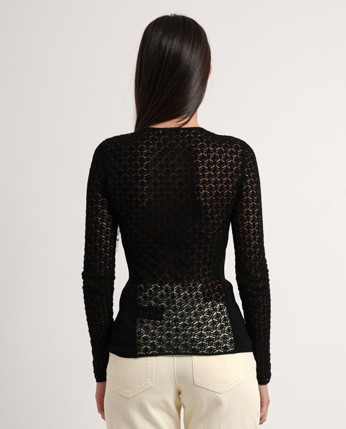 Maglia donna Patrizia Pepe slim effetto pizzo 