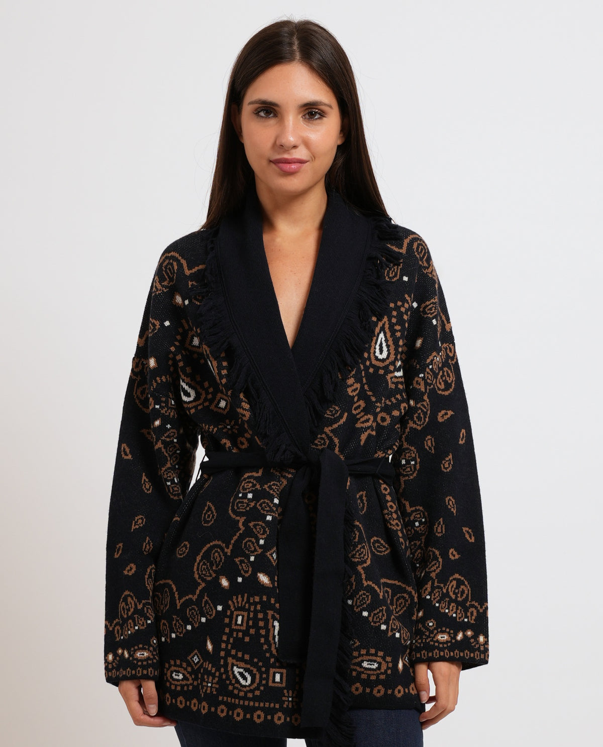 Cardigan jacquard con frange donna Pennyblack 
