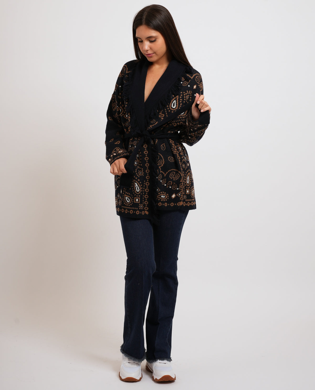Cardigan jacquard con frange donna Pennyblack 