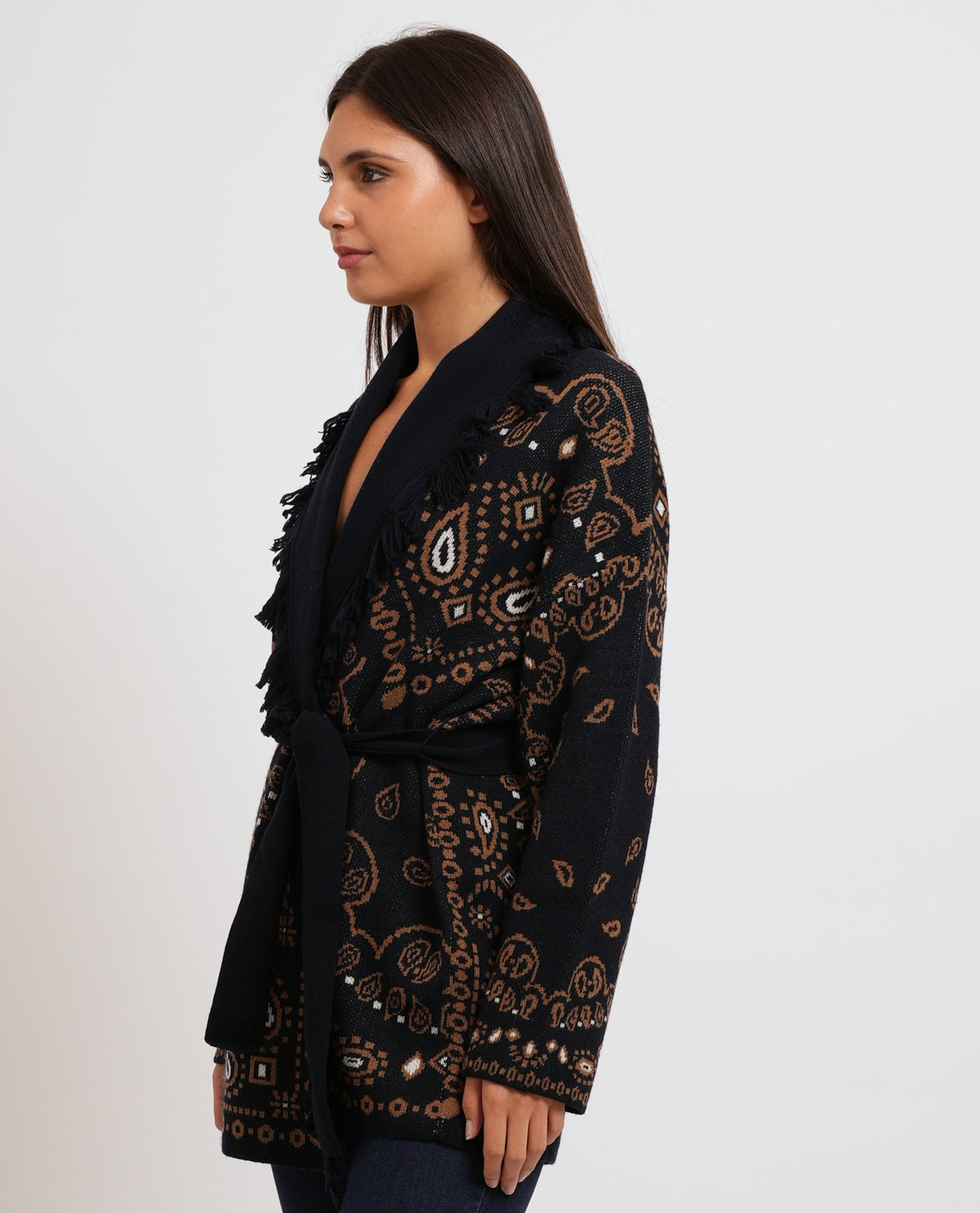 Cardigan jacquard con frange donna Pennyblack 