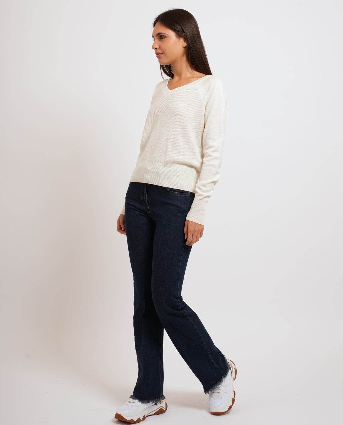Maglia scollo a V a mix di punti donna Pennyblack 