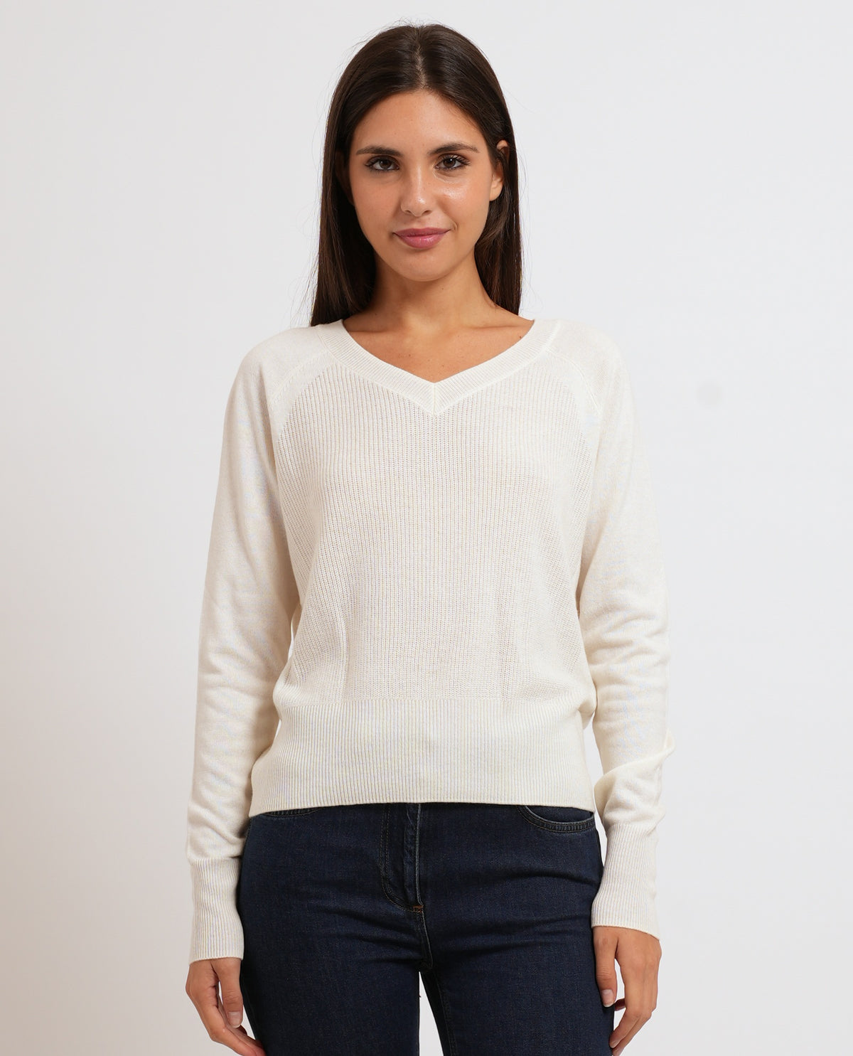 Maglia scollo a V a mix di punti donna Pennyblack 
