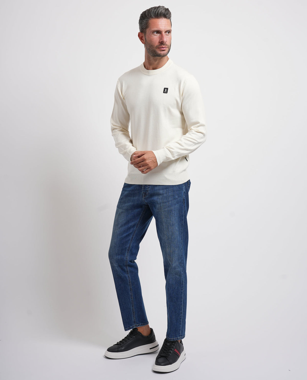 Maglione uomo Refrigue girocollo con logo 