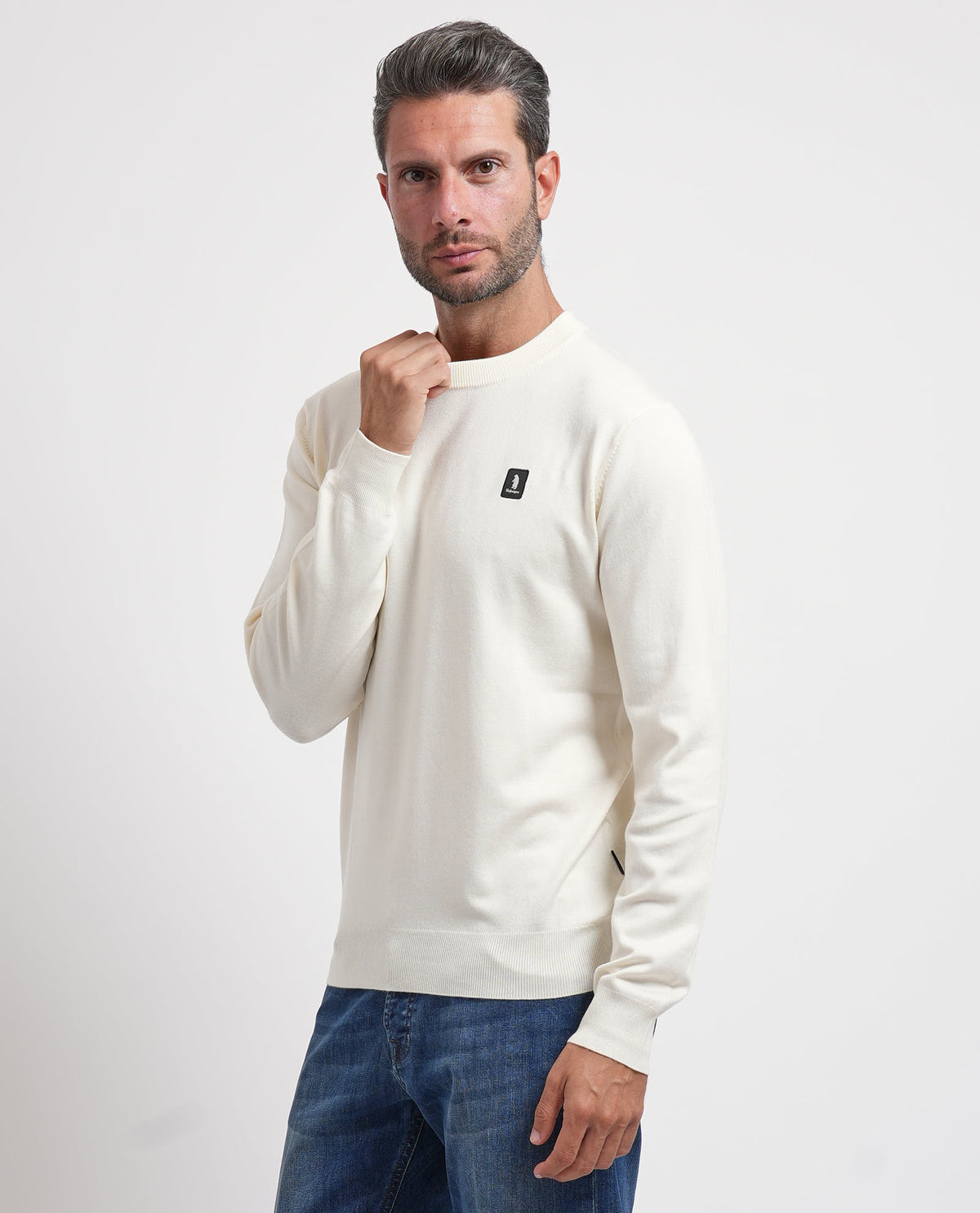 Maglione uomo Refrigue girocollo con logo 
