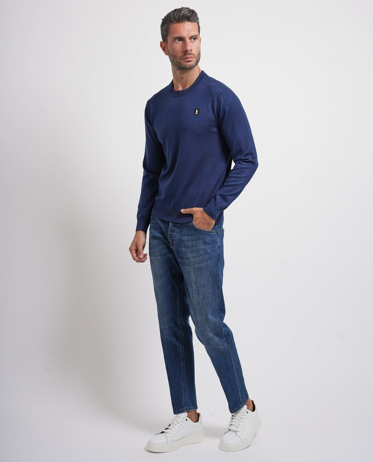 Maglione uomo Refrigue girocollo con logo 