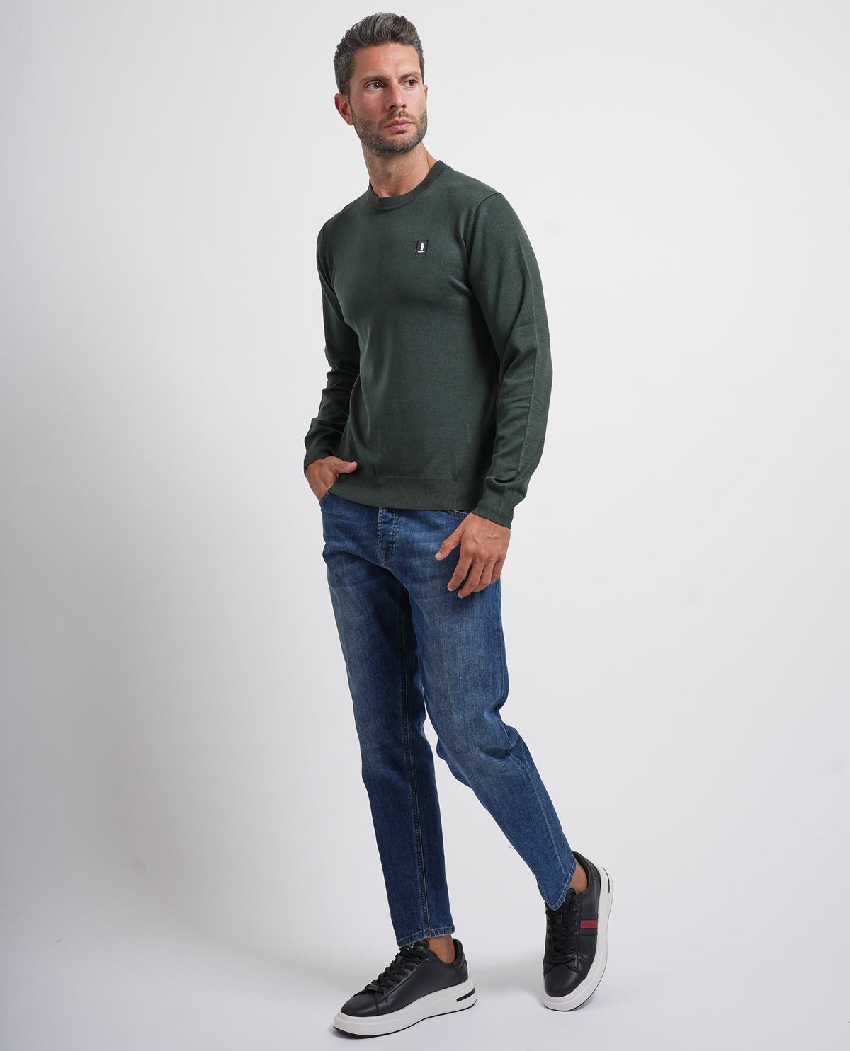 Maglione uomo Refrigue girocollo con logo 