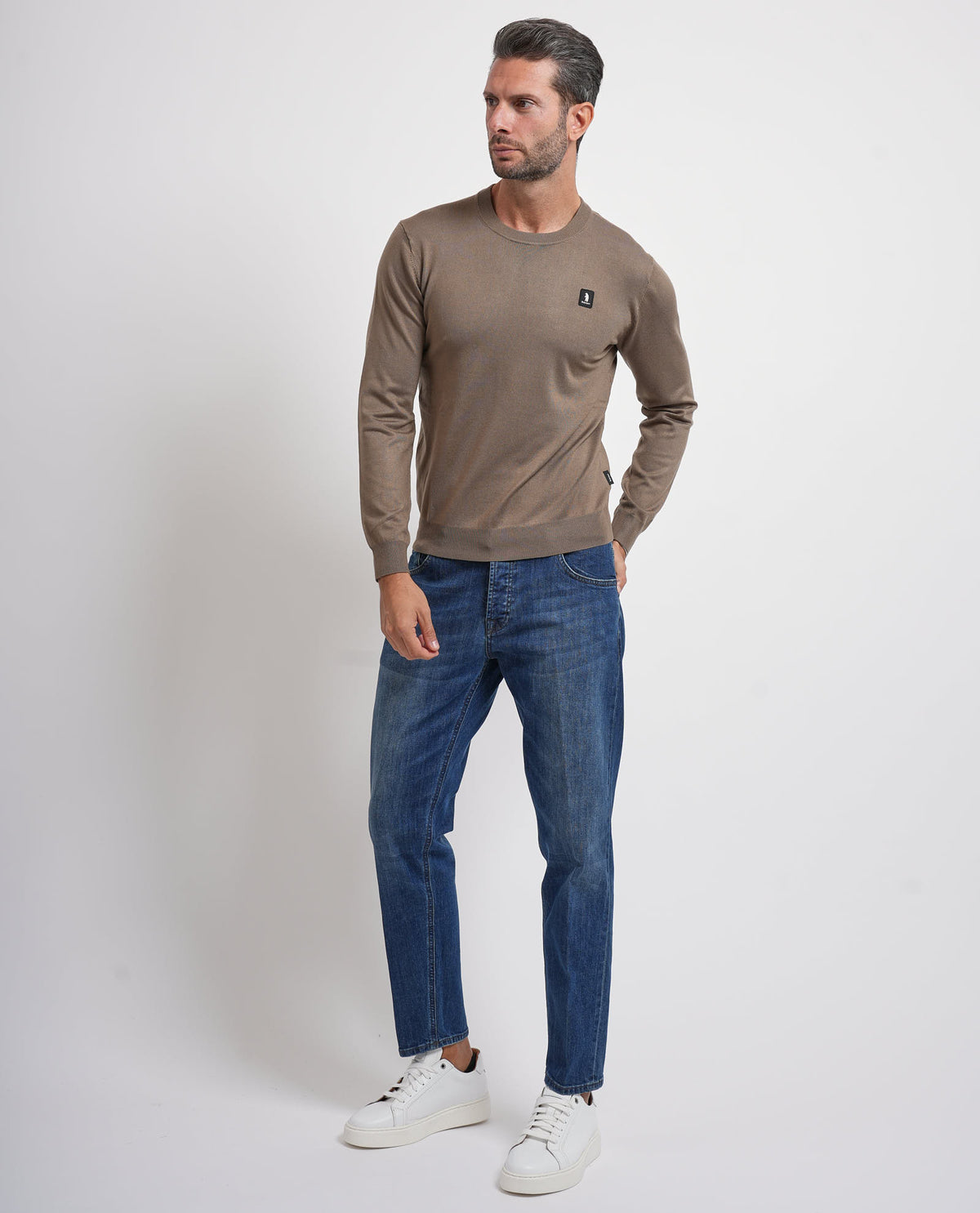Maglione uomo Refrigue girocollo con logo 