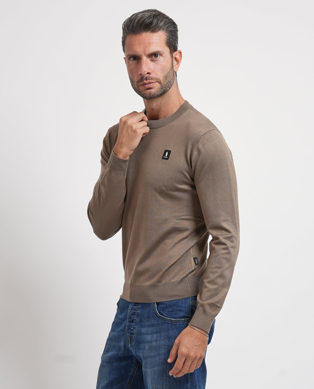 Maglione uomo Refrigue girocollo con logo 