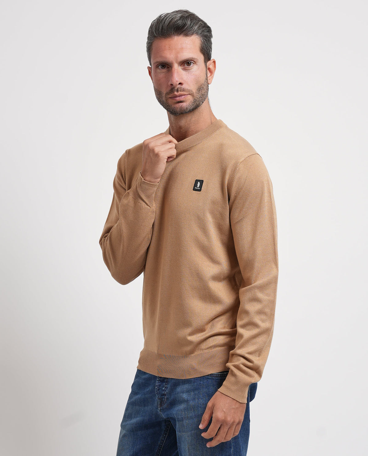 Maglione uomo Refrigue girocollo con logo 