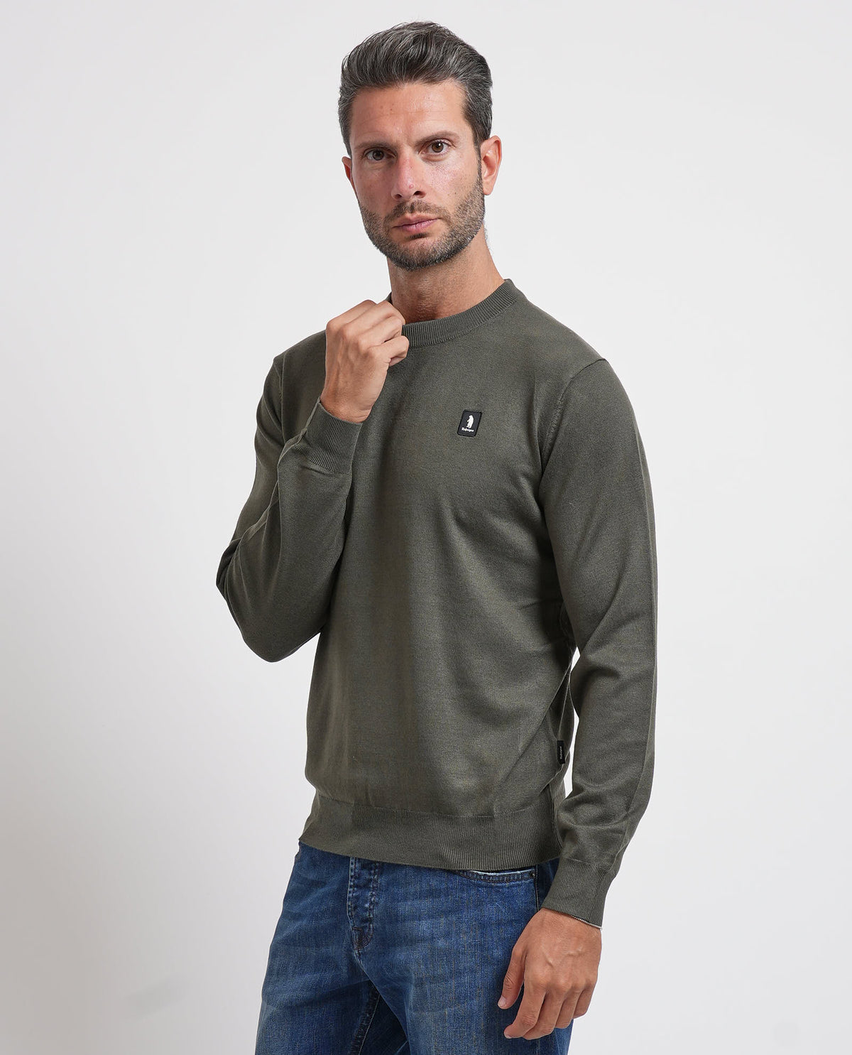 Maglione uomo Refrigue girocollo con logo 