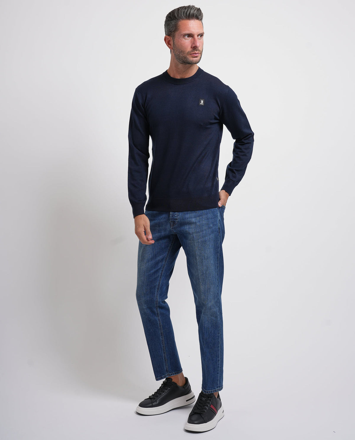 Maglione uomo Refrigue girocollo con logo 