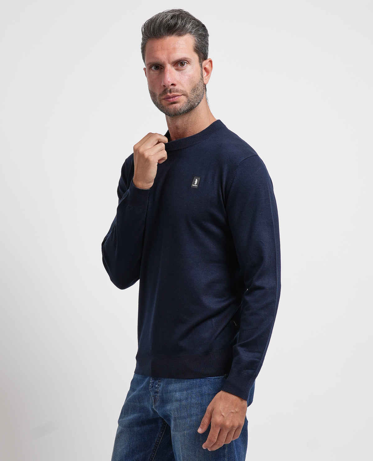 Maglione uomo Refrigue girocollo con logo 