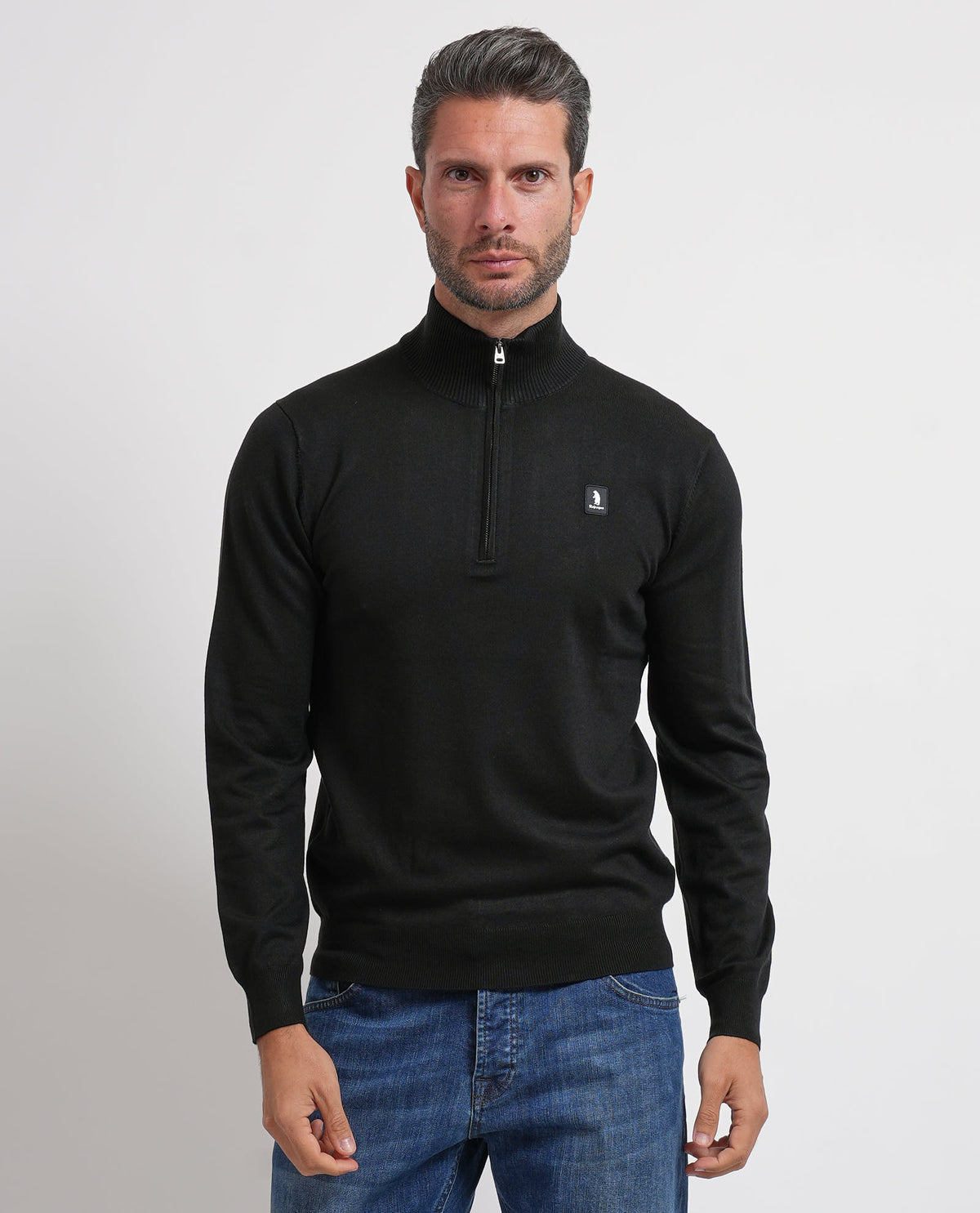 Maglione uomo Refrigue a collo alto e mezza zip 