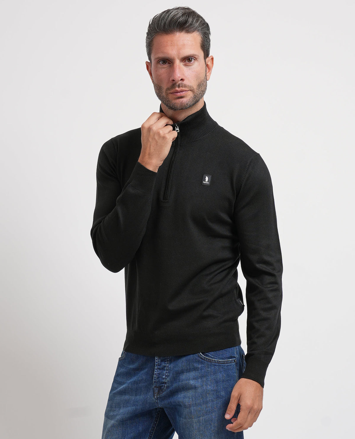 Maglione uomo Refrigue a collo alto e mezza zip 
