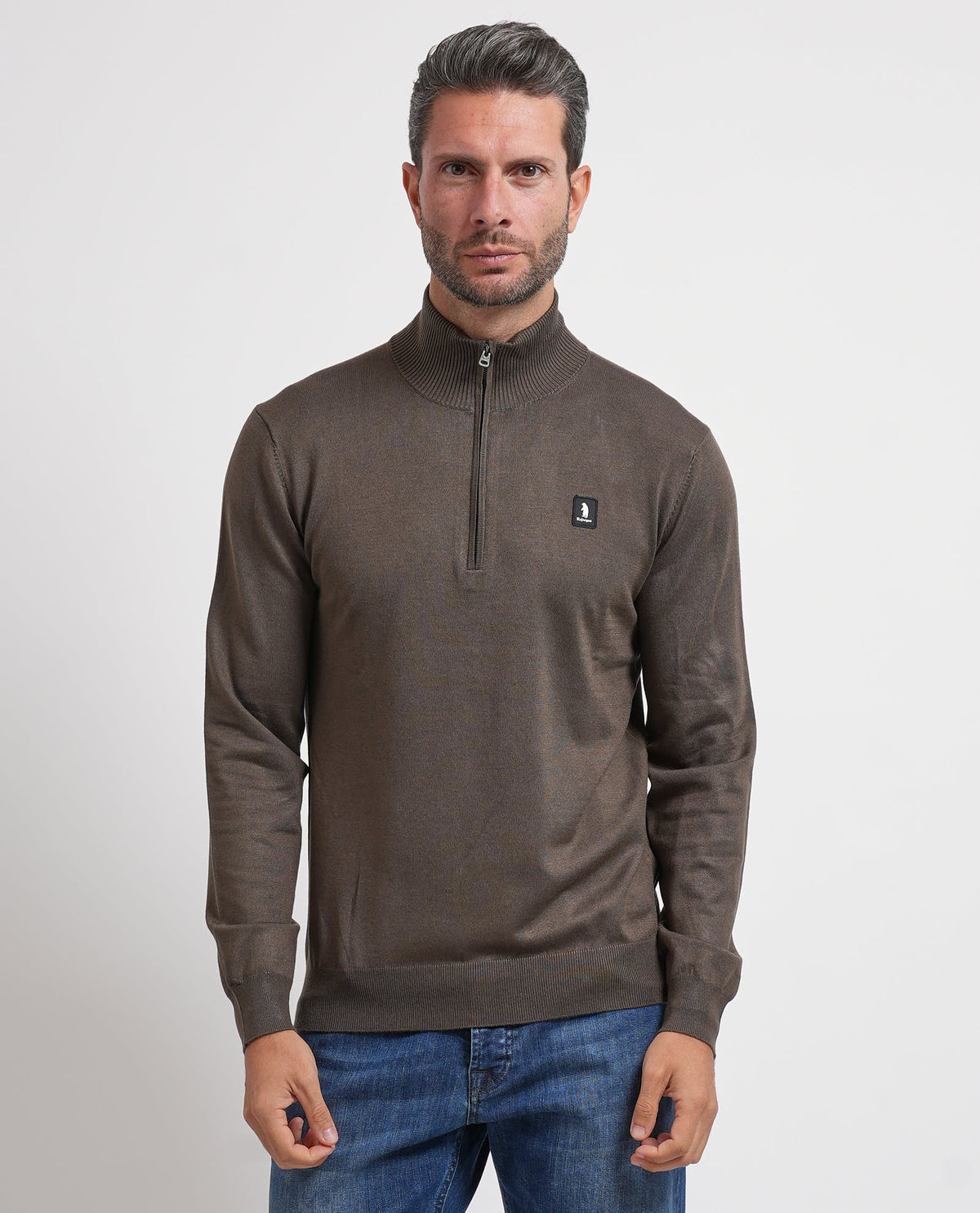 Maglione uomo Refrigue a collo alto e mezza zip 