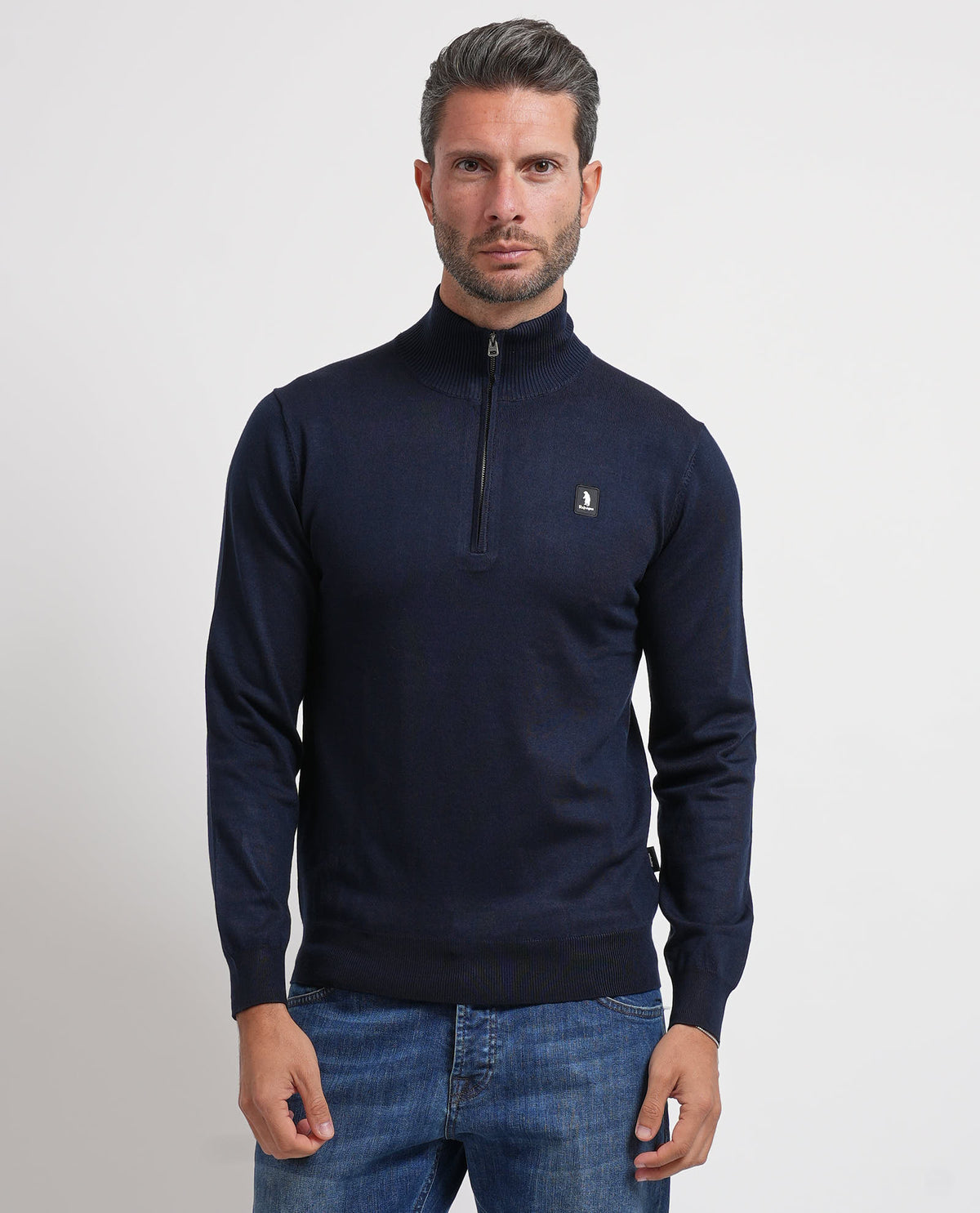 Maglione uomo Refrigue a collo alto e mezza zip 