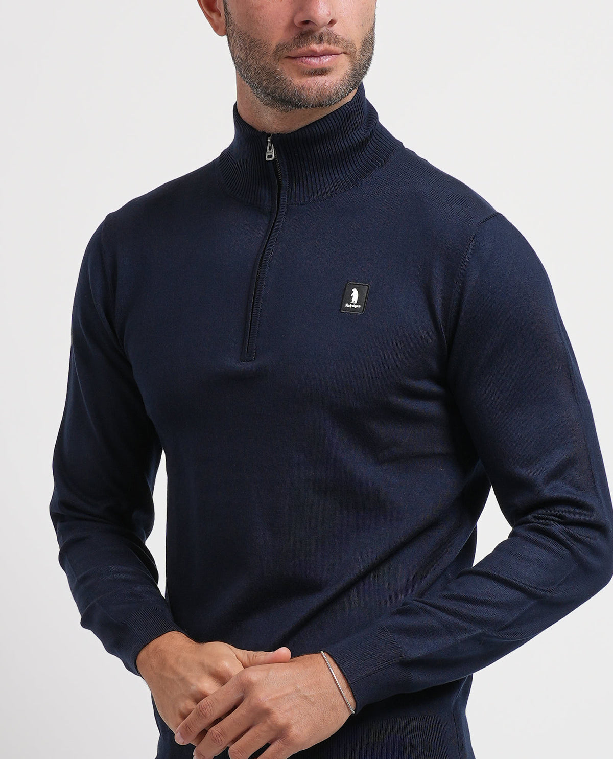 Maglione uomo Refrigue a collo alto e mezza zip 