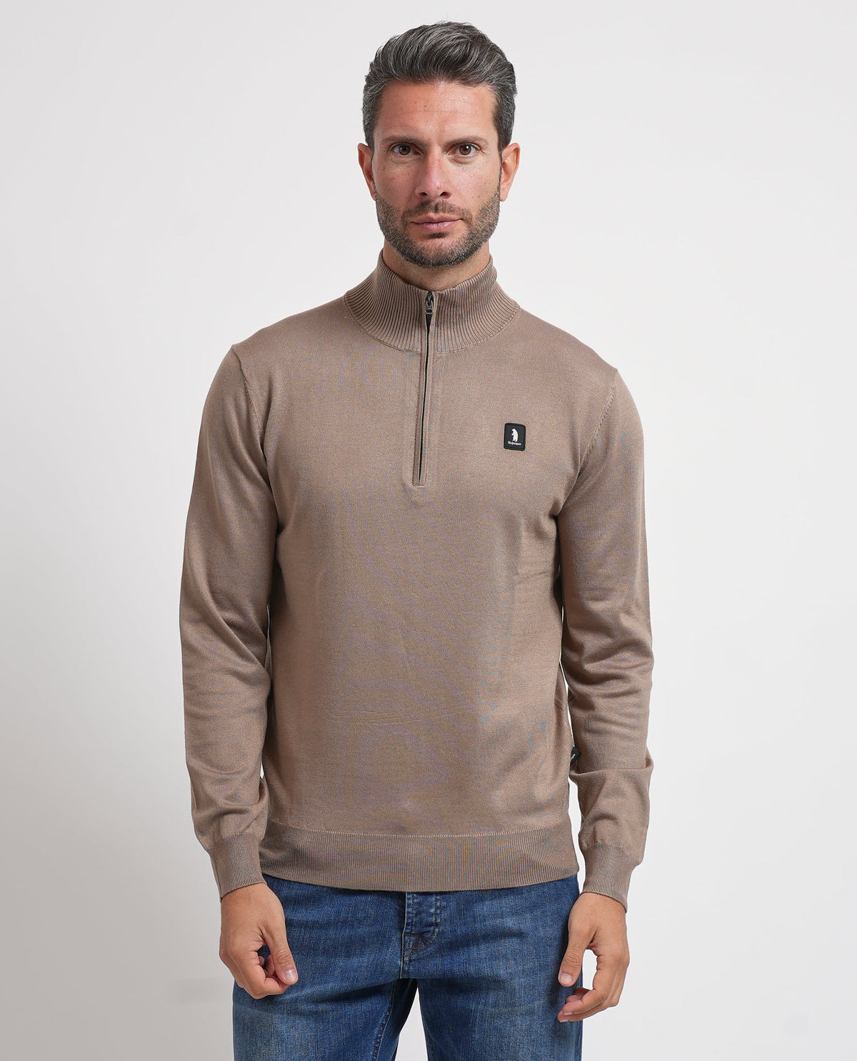 Maglione uomo Refrigue a collo alto e mezza zip 