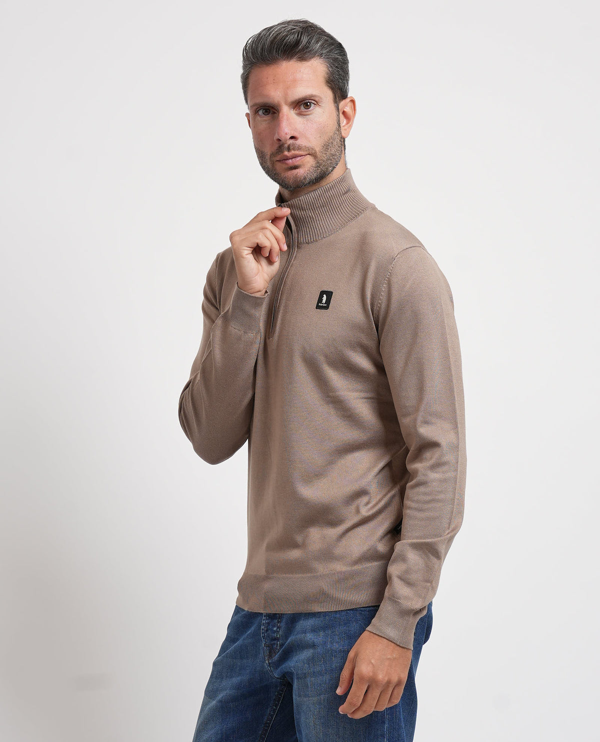 Maglione uomo Refrigue a collo alto e mezza zip 