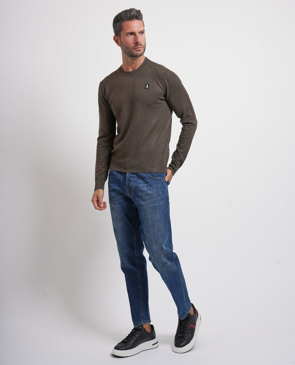 Maglione uomo Refrigue girocollo con logo 