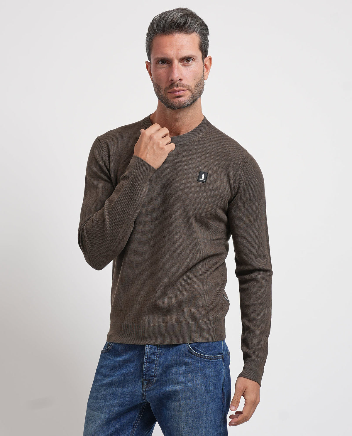 Maglione uomo Refrigue girocollo con logo 