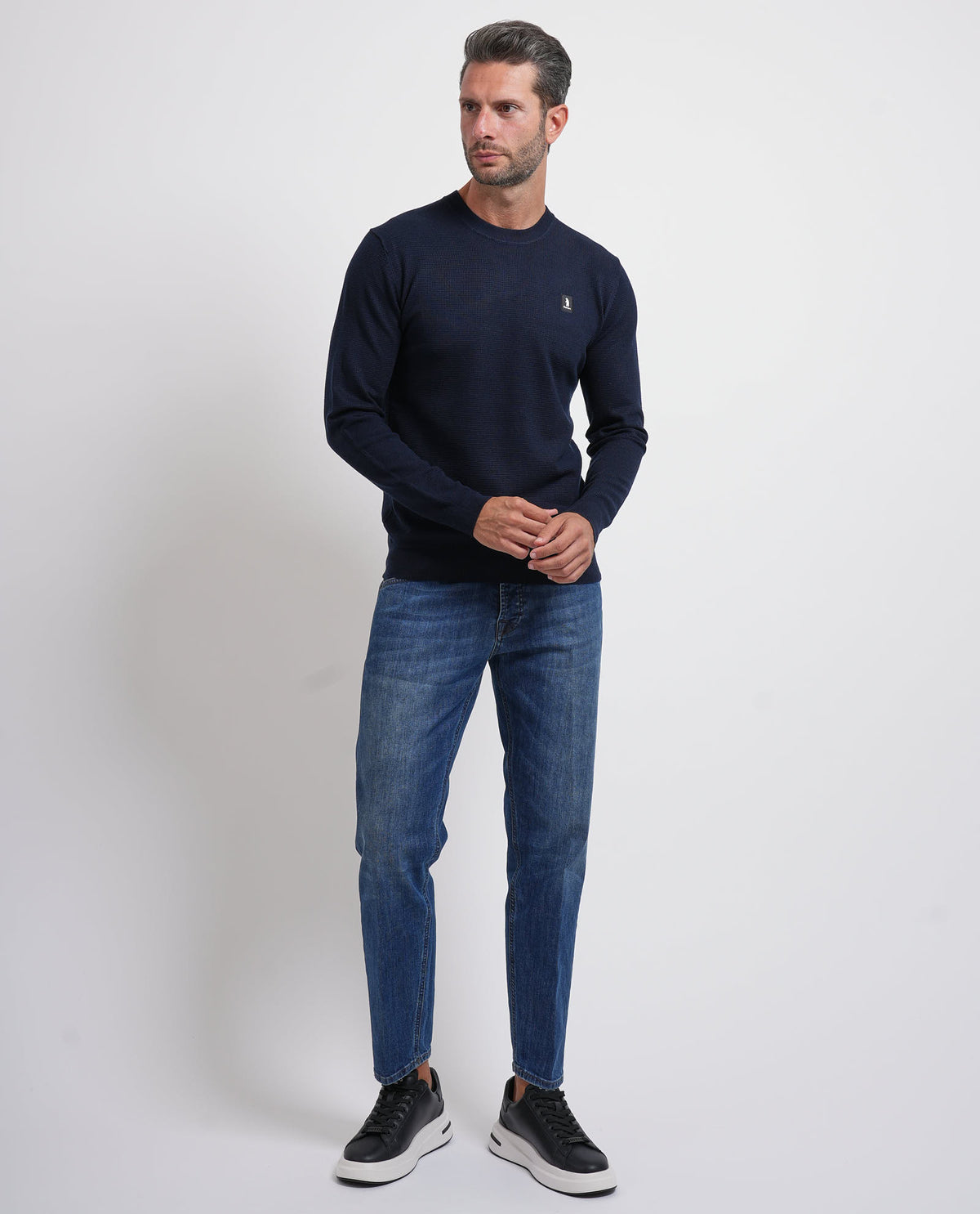 Maglione uomo Refrigue girocollo con logo 