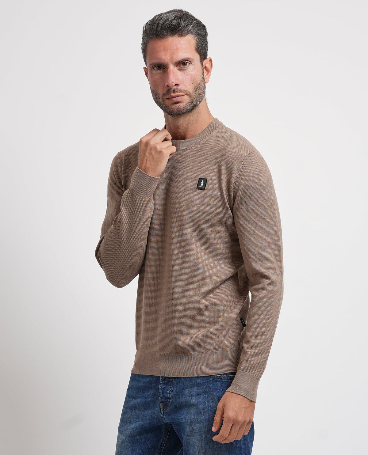Maglione uomo Refrigue girocollo con logo 