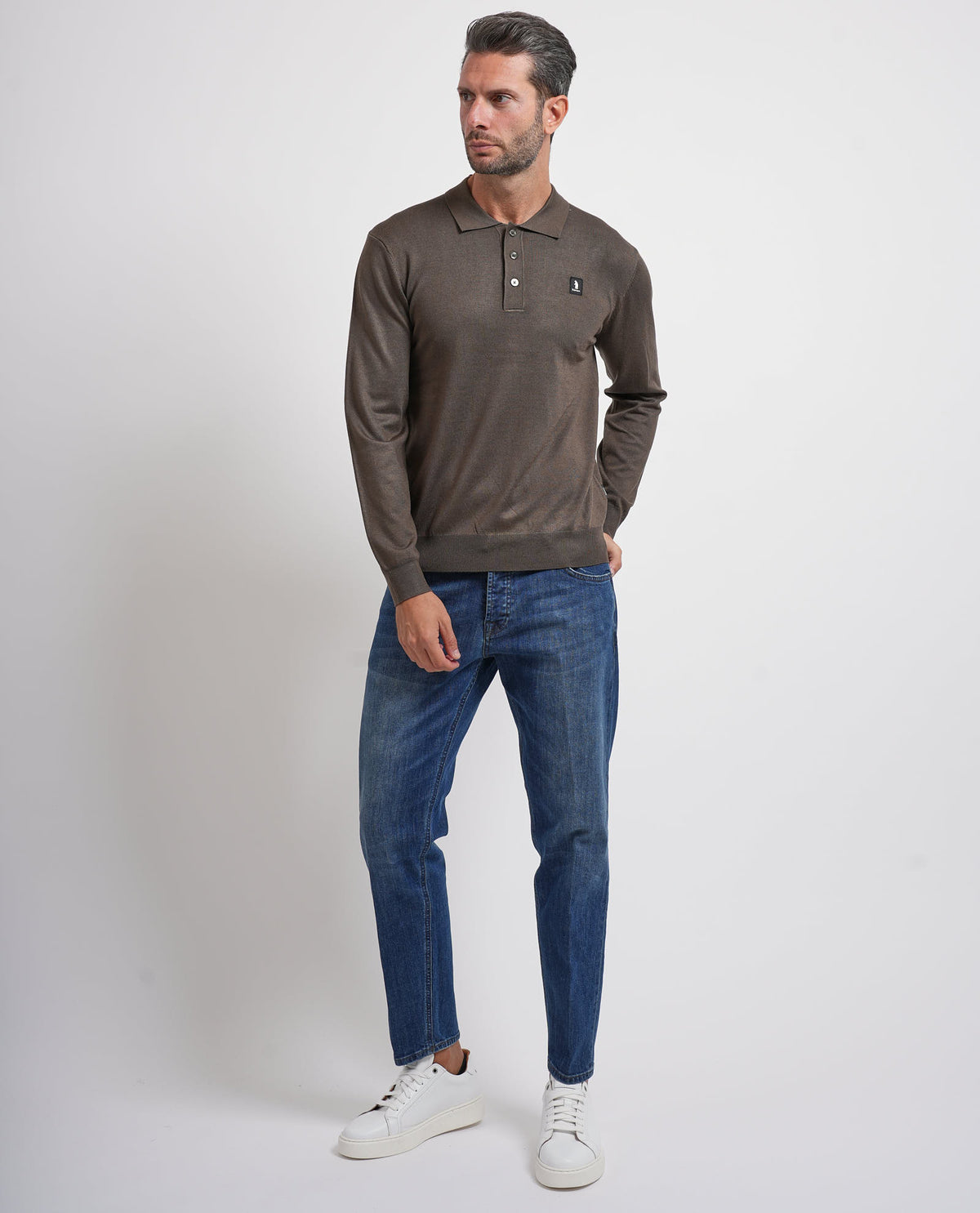 Maglione uomo Refrigue con collo a polo e bottoni 