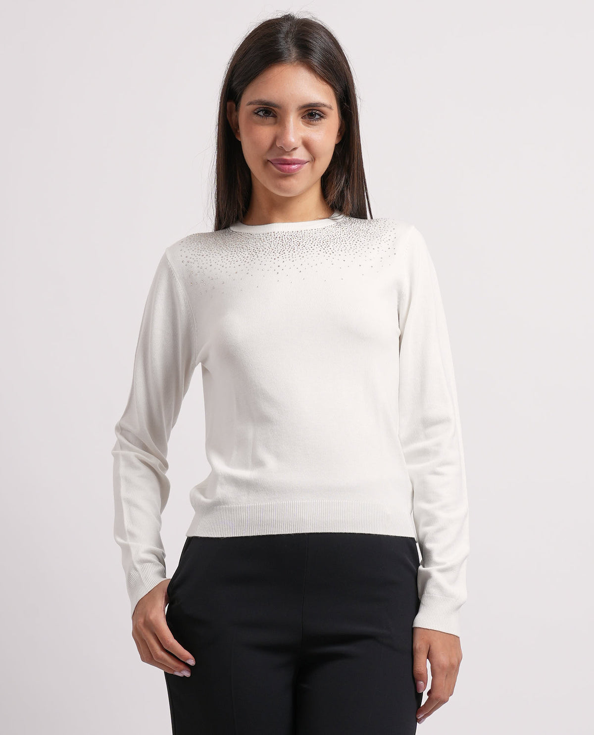 Maglia girocollo Relish donna con strass 