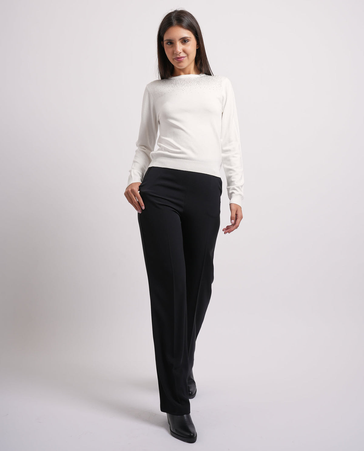 Maglia girocollo Relish donna con strass 