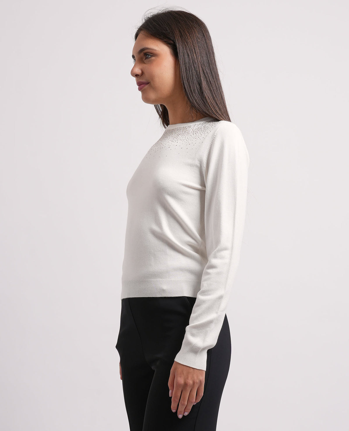 Maglia girocollo Relish donna con strass 