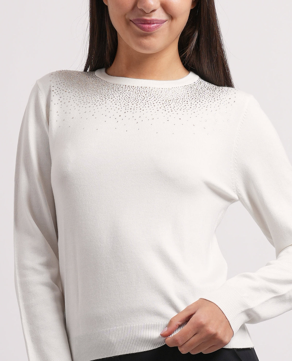 Maglia girocollo Relish donna con strass 