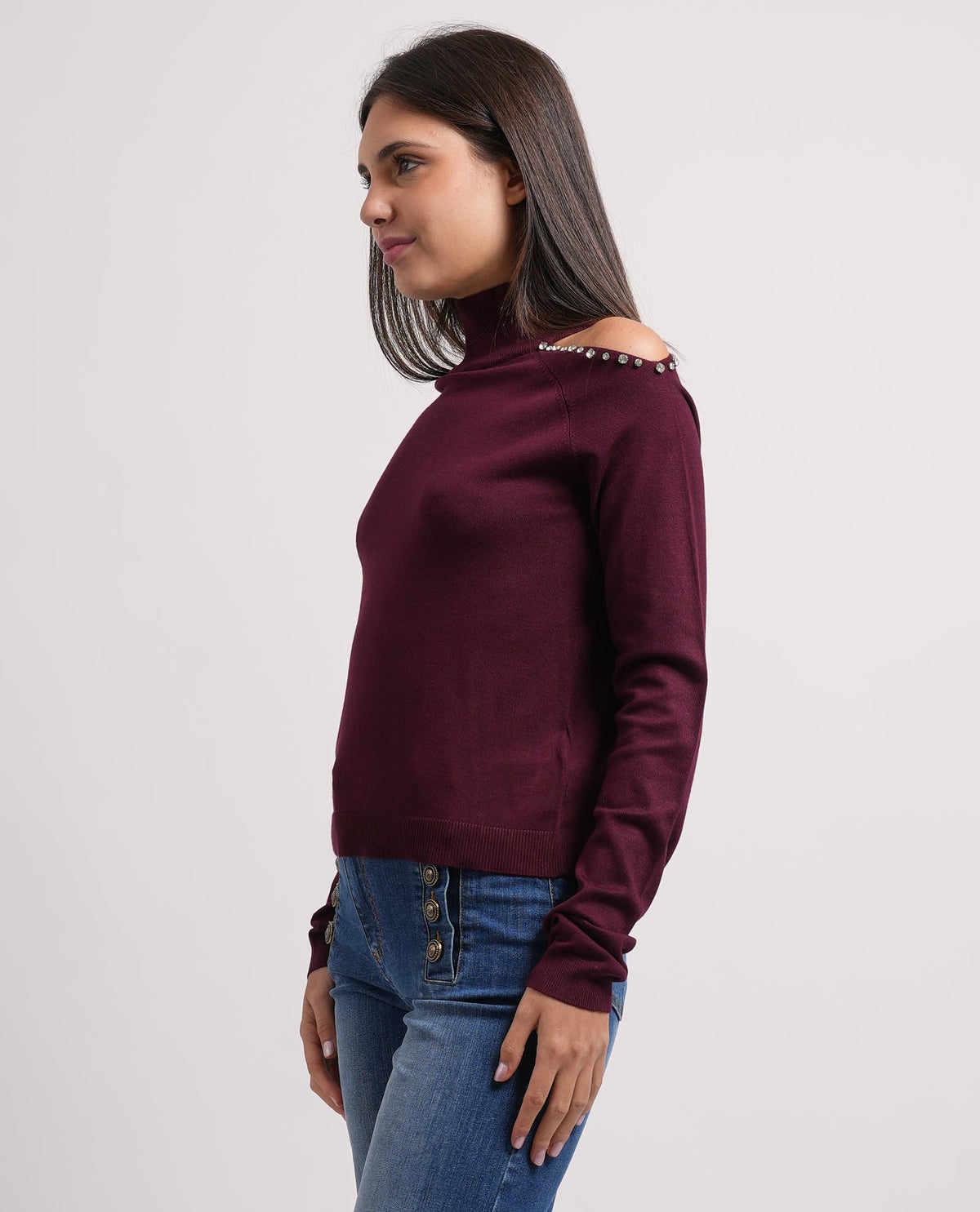 Maglia donna Relish manica lunga collo vulvano 