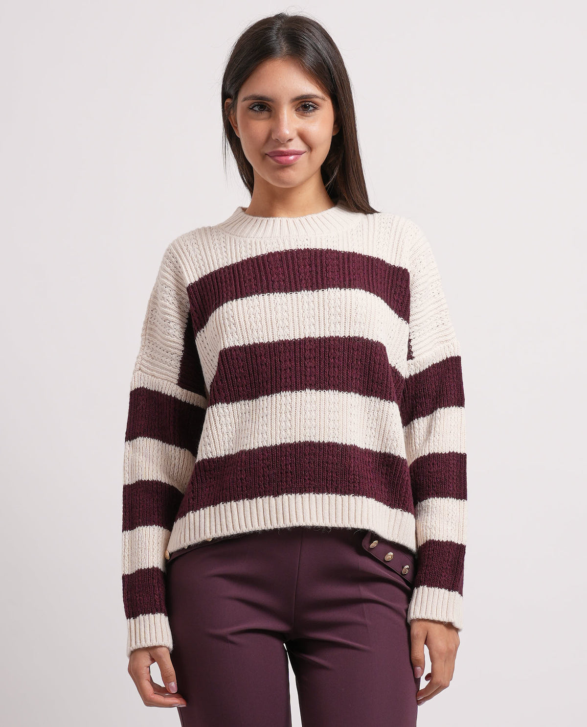 Maglione a manica lunga Relish donna con righe 