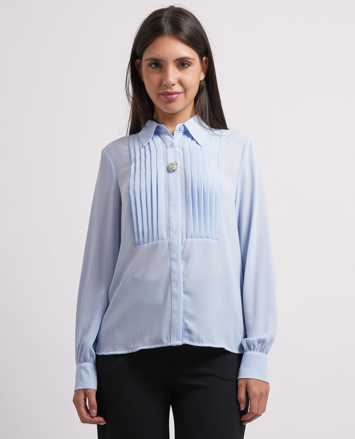 Camicia a manica lunga Relish donna con plissè 