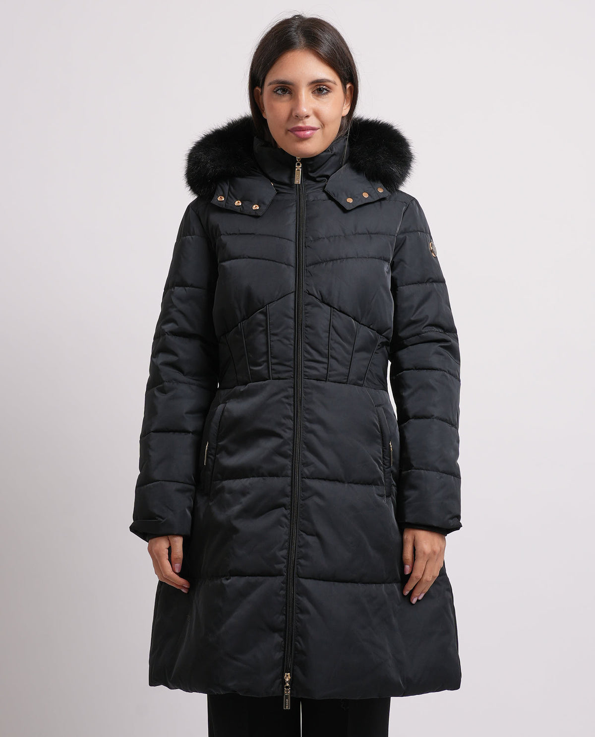 Piumino donna Relish con cappuccio e collo ecopelliccia 