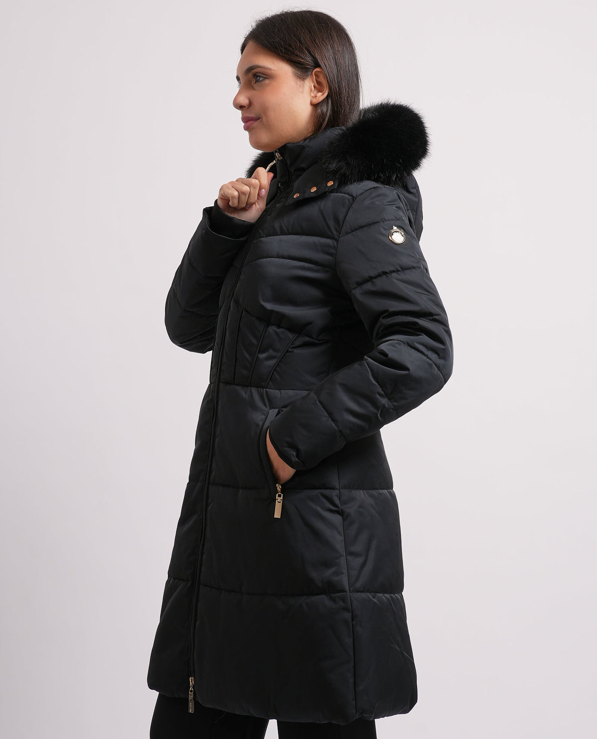 Piumino donna Relish con cappuccio e collo ecopelliccia 