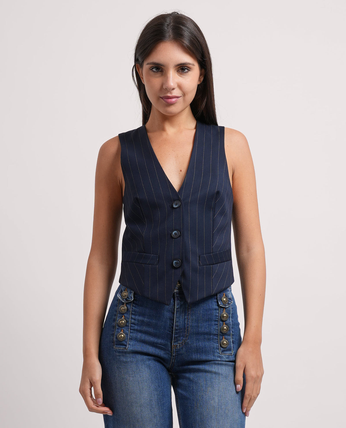Gilet gessato a 3 bottoni Relish donna 