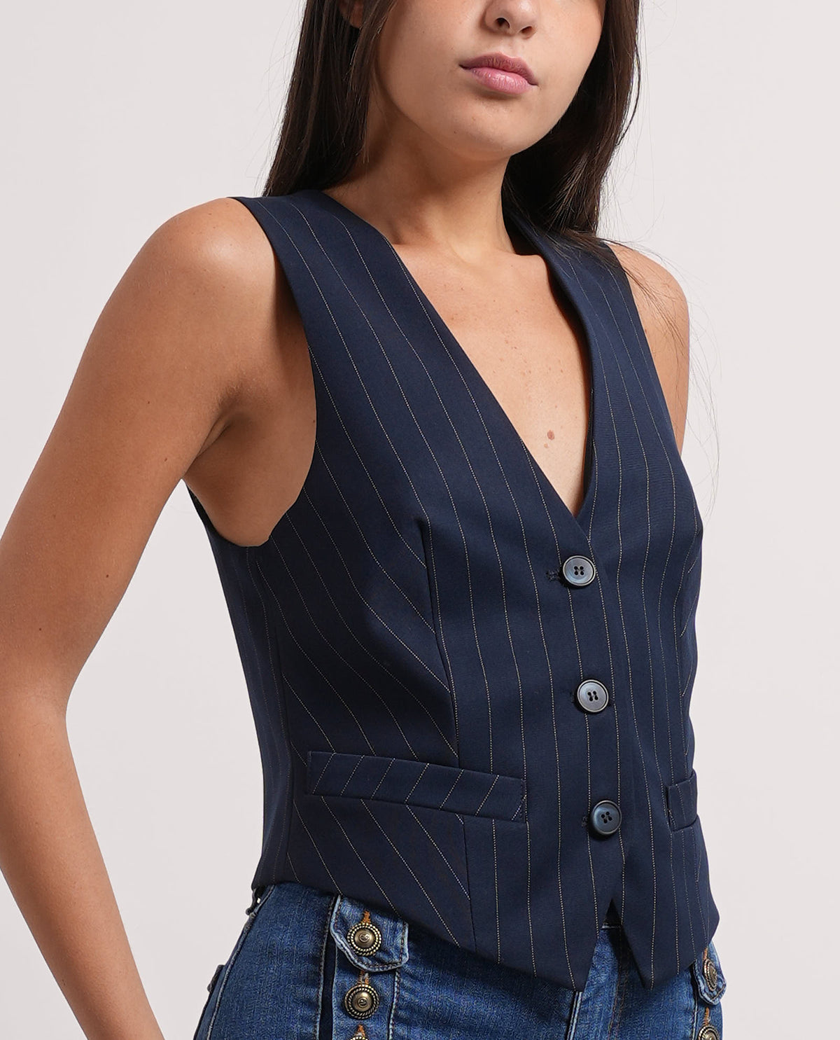 Gilet gessato a 3 bottoni Relish donna 