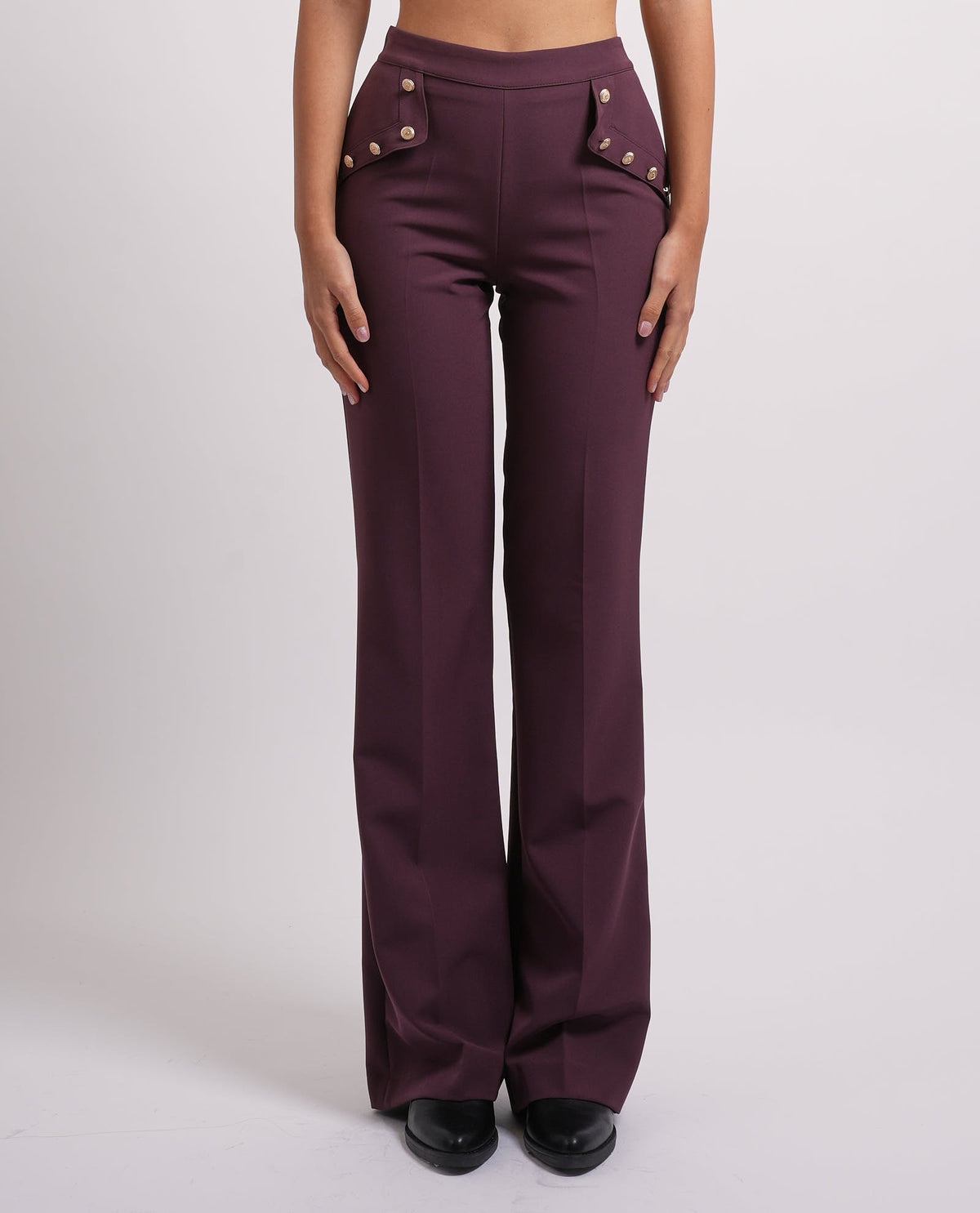 Pantaloni a vita alta Relish donna con pattine con bottoni 