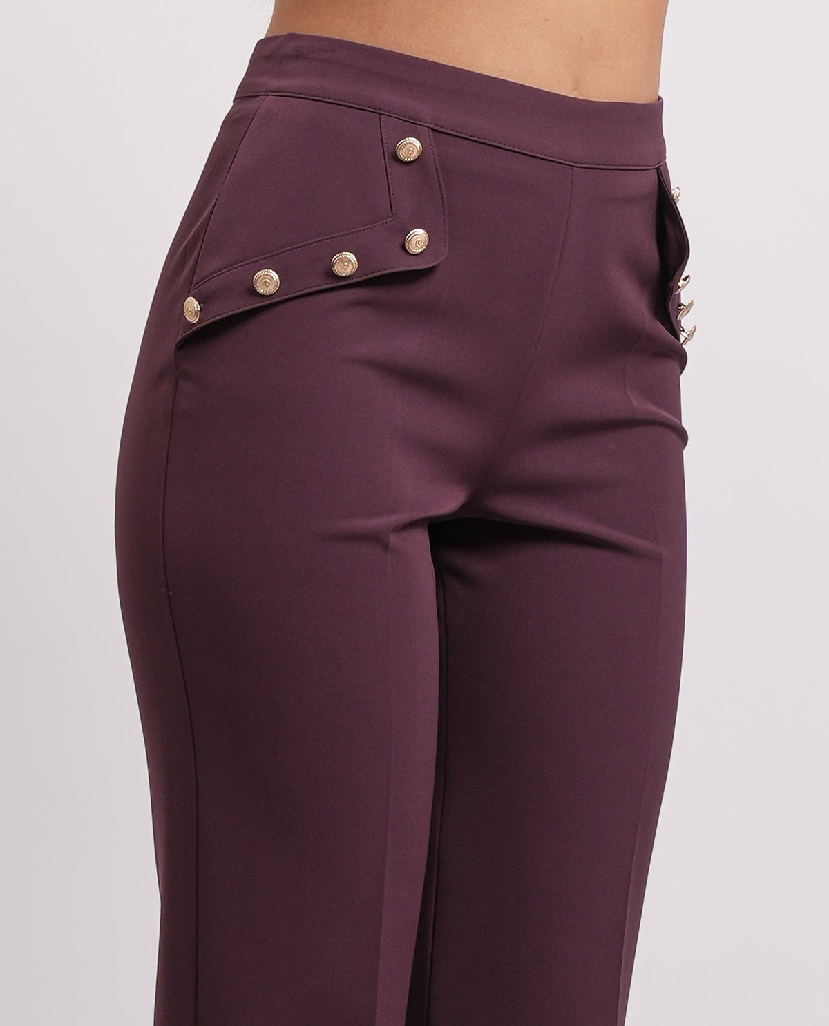 Pantaloni a vita alta Relish donna con pattine con bottoni 
