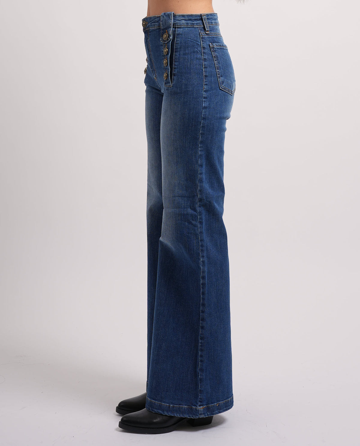 Jeans donna Relish a vita alta con dettaglio bottoni 