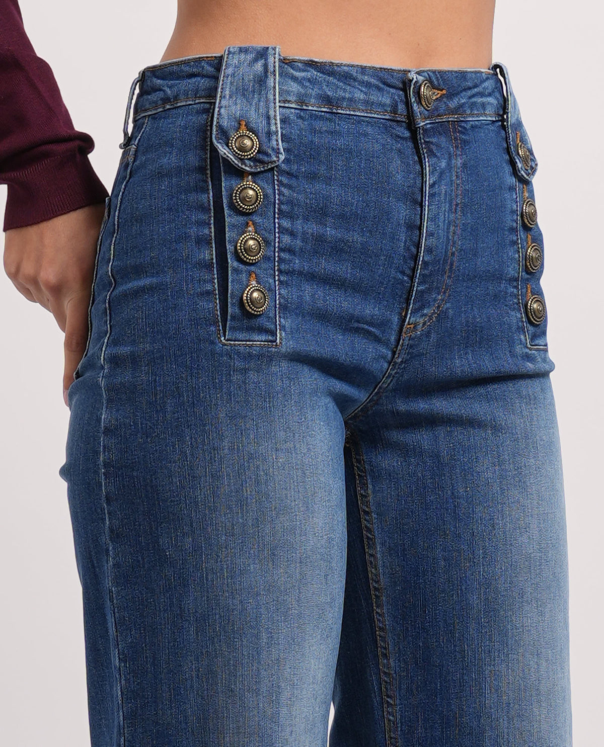 Jeans donna Relish a vita alta con dettaglio bottoni 