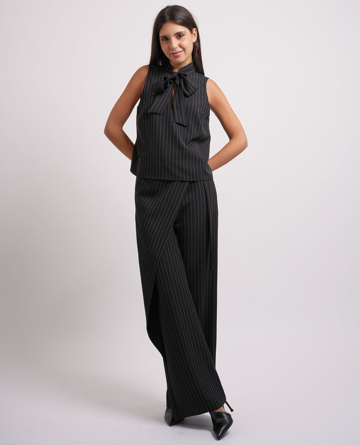 Pantaloni con pannello gessato Relish donna 