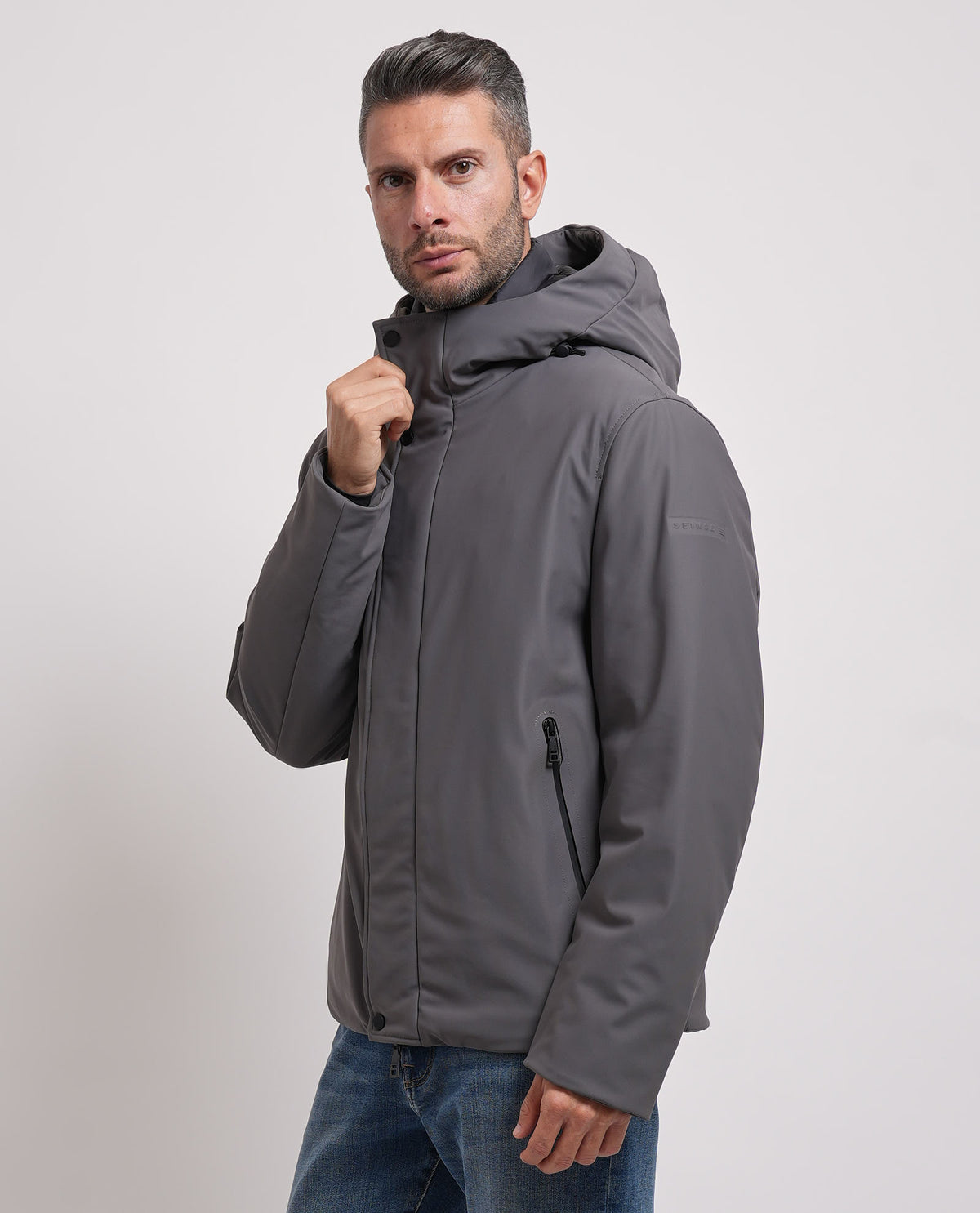 Giubbotto uomo Seinse con cappuccio e zip nascosta 