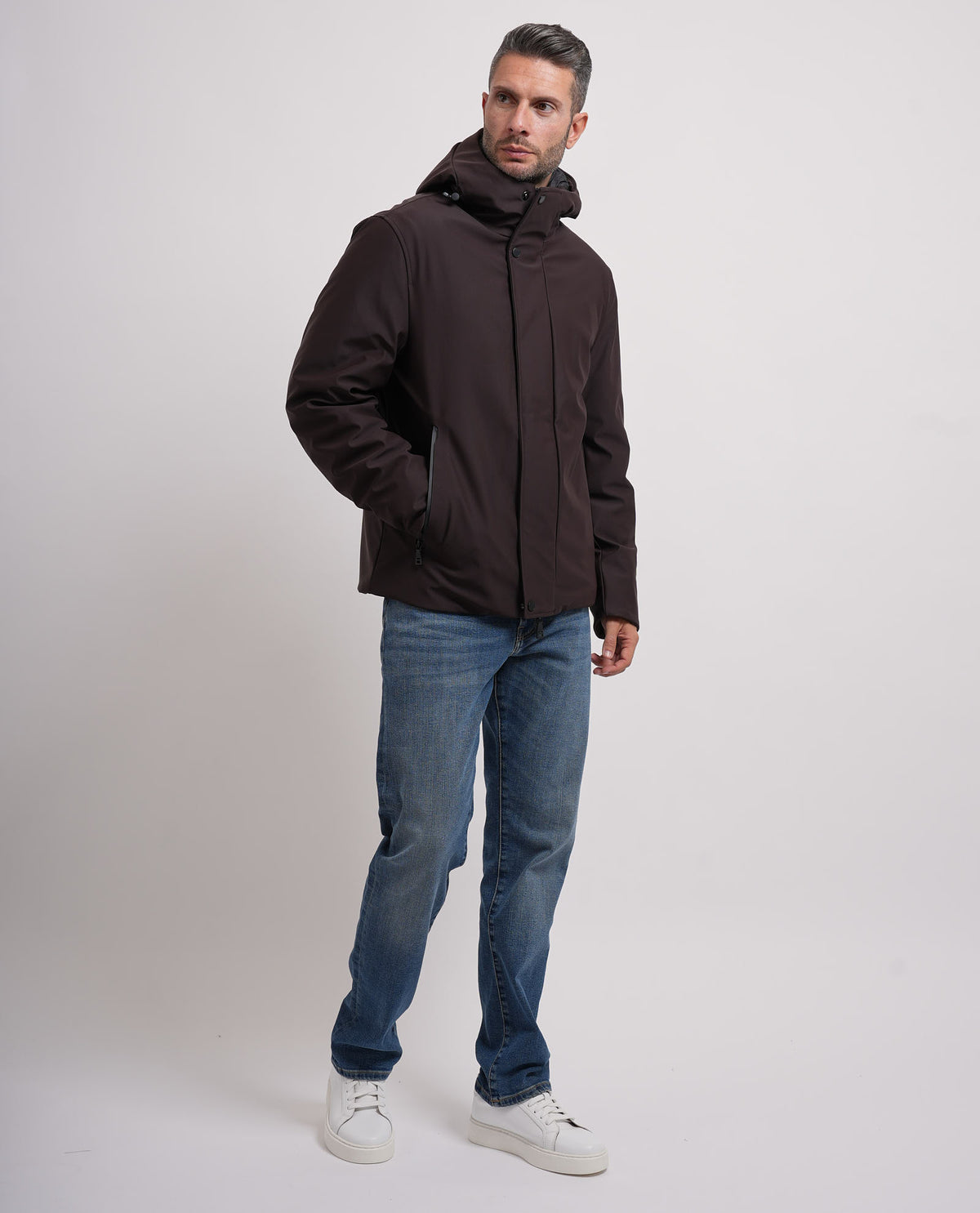 Giubbotto uomo Seinse con cappuccio e zip nascosta 